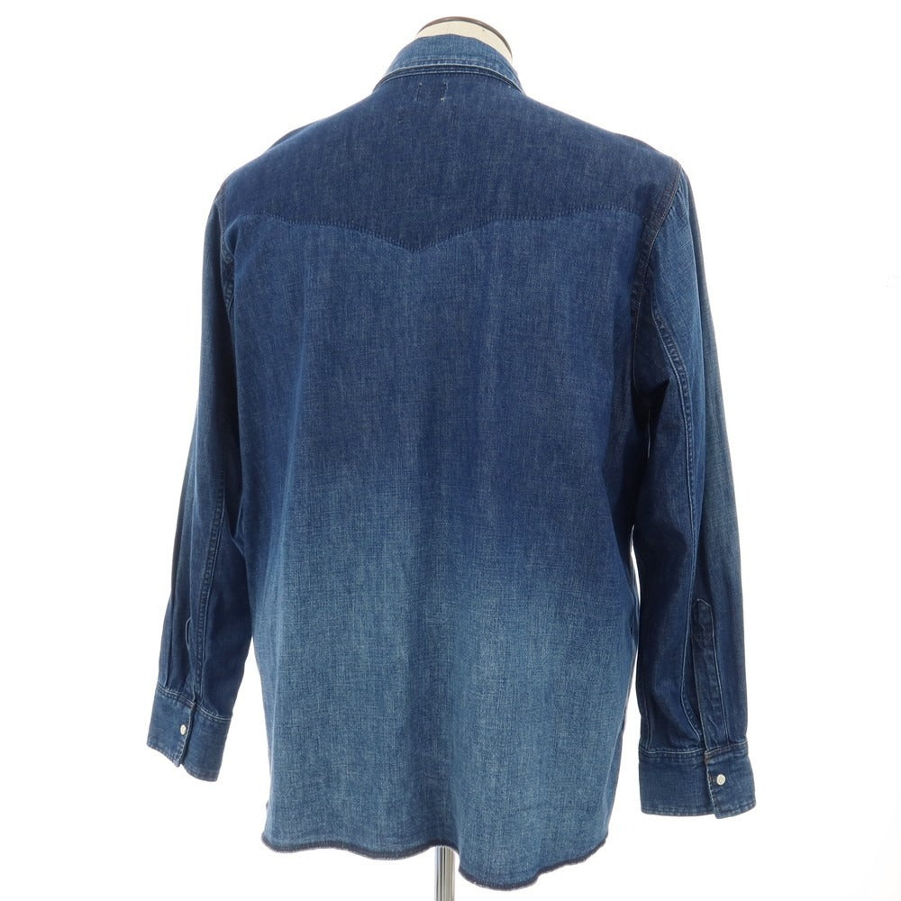 【中古】ラングラー Wrangler FOLL別注 コットン デニム ウエスタンシャツ ネイビー【サイズL】【 状態ランクB 】【 メンズ 】