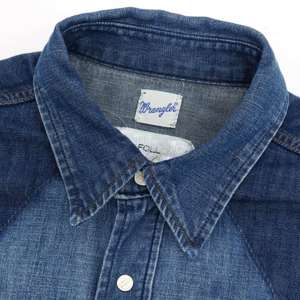 【中古】ラングラー Wrangler FOLL別注 コットン デニム ウエスタンシャツ ネイビー【サイズL】【 状態ランクB 】【 メンズ 】