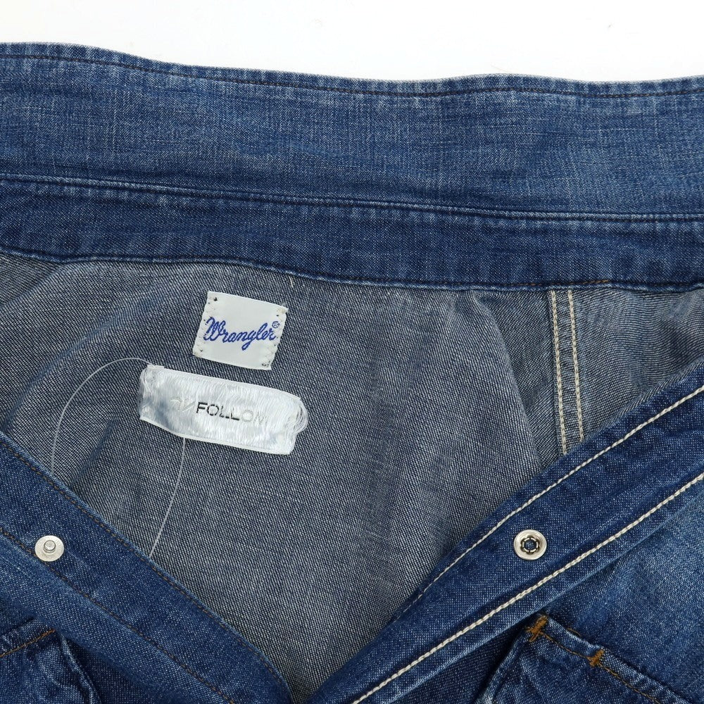【中古】ラングラー Wrangler FOLL別注 コットン デニム ウエスタンシャツ ネイビー【サイズL】【 状態ランクB 】【 メンズ 】