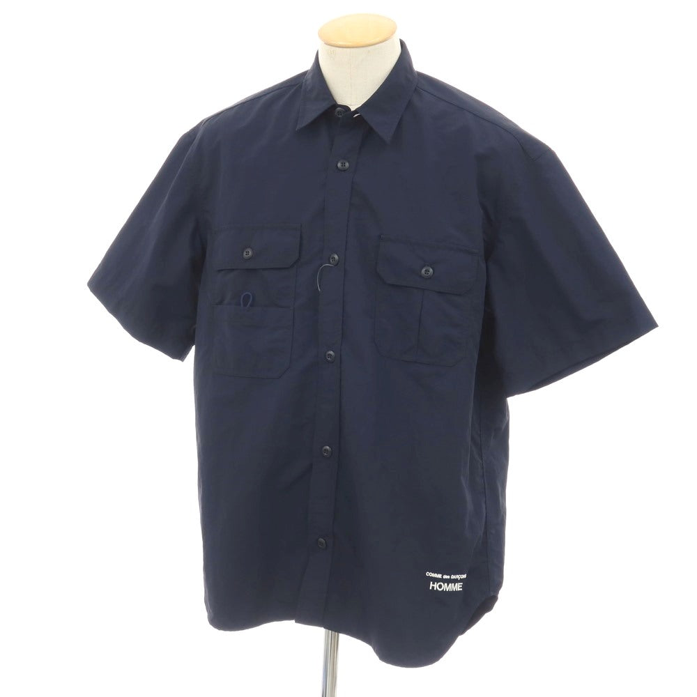 【中古】コムデギャルソンオム COMME des GARCONS HOMME 2025年春夏 ナイロンタッサー 半袖シャツ ネイビー【サイズS】【 状態ランクB 】【 メンズ 】