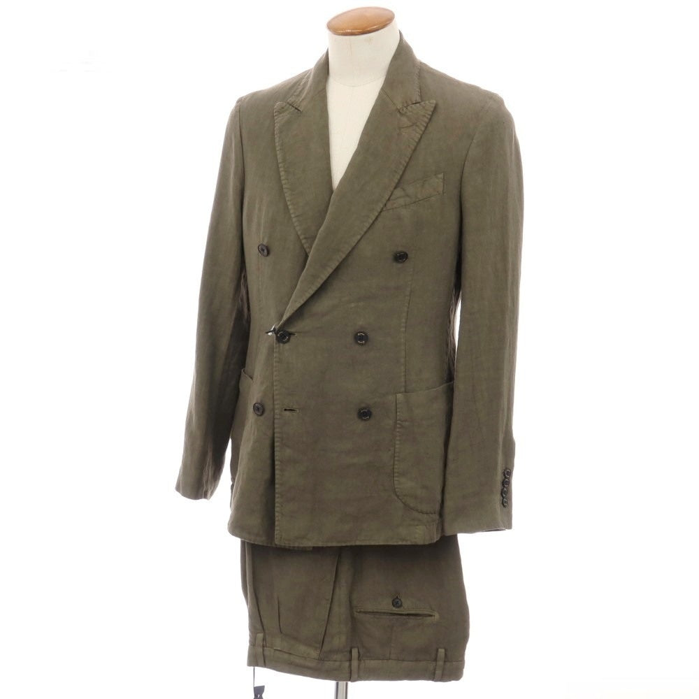【新品】ドルモア DRUMOHR リネン 6B ダブルスーツ オリーブ【サイズ48】【 状態ランクN 】【 メンズ 】