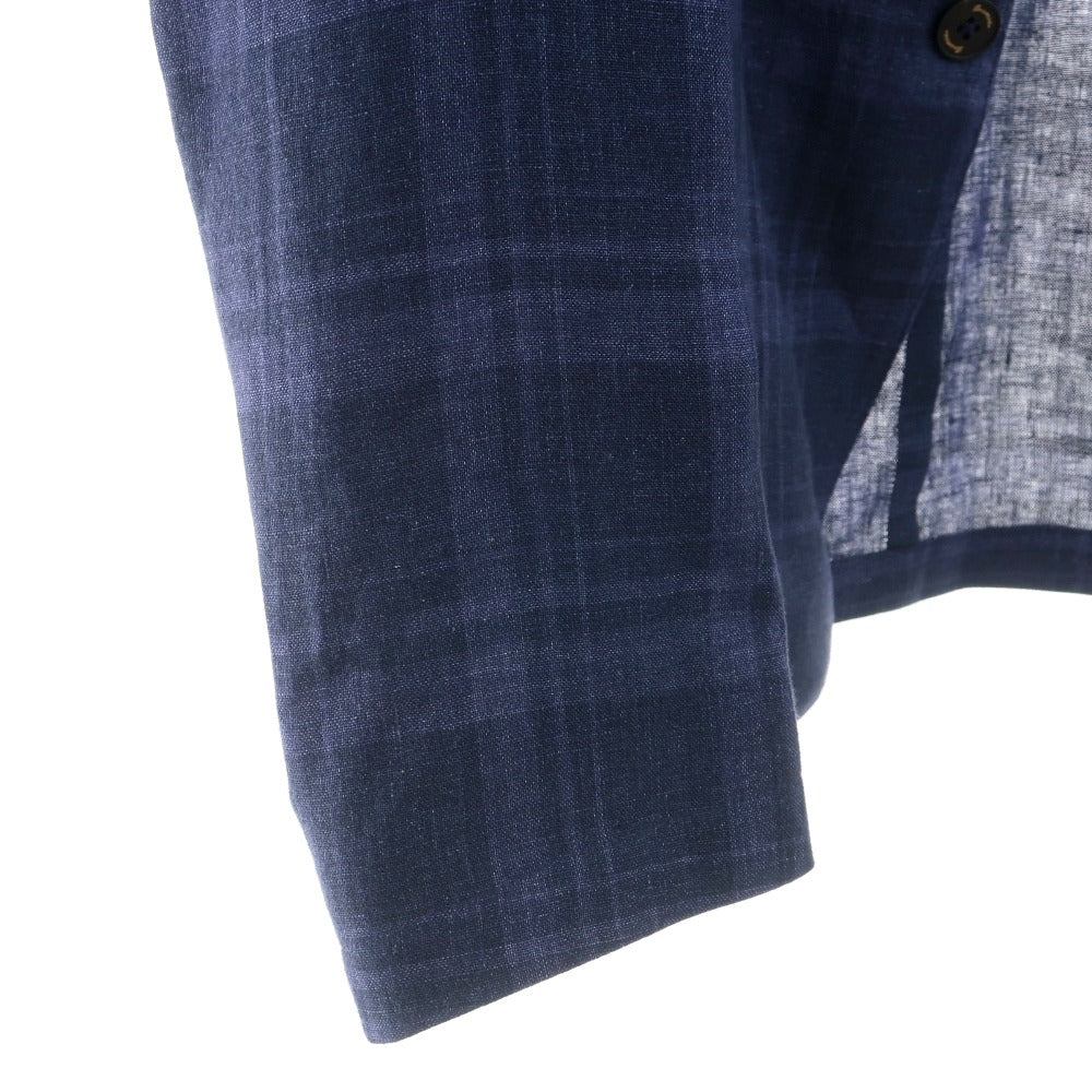 【新品】ドルモア DRUMOHR リネン チェック 2B テーラードジャケット ネイビー【サイズ46】【 状態ランクN 】【 メンズ 】