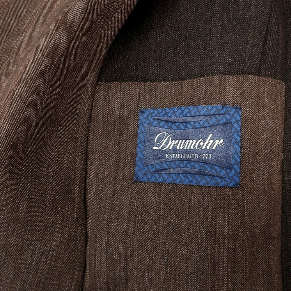 【新品】ドルモア DRUMOHR リネンコットン ヘリンボーン 2B テーラードジャケット 杢ダークブラウン【サイズ48】【 状態ランクN 】【 メンズ 】