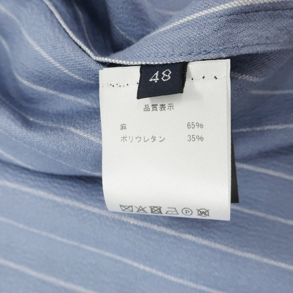 【新品】ドルモア DRUMOHR ストレッチ リネン ストライプ シャツブルゾン ブルーxホワイト【サイズ48】【 状態ランクN 】【 メンズ 】