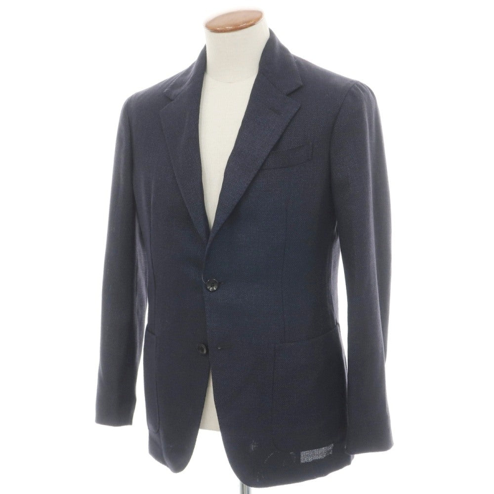 【新品】エルネスト ernesto GFB ホップサック ウールシルクリネンカシミヤ 2B テーラードジャケット ネイビー【サイズ46】【メンズ】 新品】エルネスト ernesto GFB ホップサック ウールシルクリネン