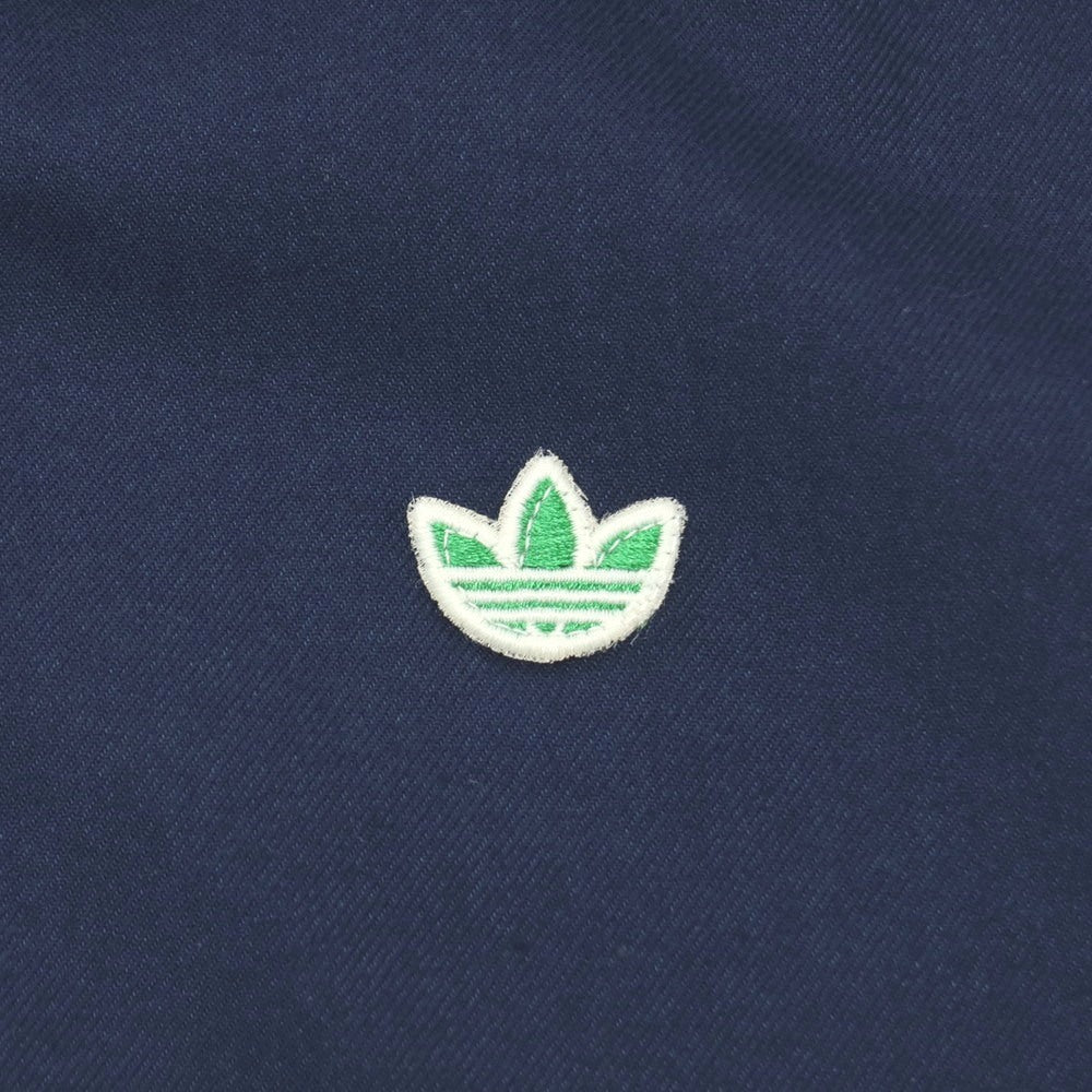 【中古】アディダス adidas コットンポリエステル系 ウインドジャケット 長袖ポロシャツ ネイビー【サイズ表記なし(L位)】【 状態ランクB 】【 メンズ 】