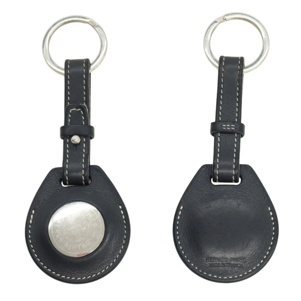【中古】エルメス HERMES レザー Apple Air Tag エアタグ キーホルダー ブラック【 状態ランクC 】【 メンズ 】