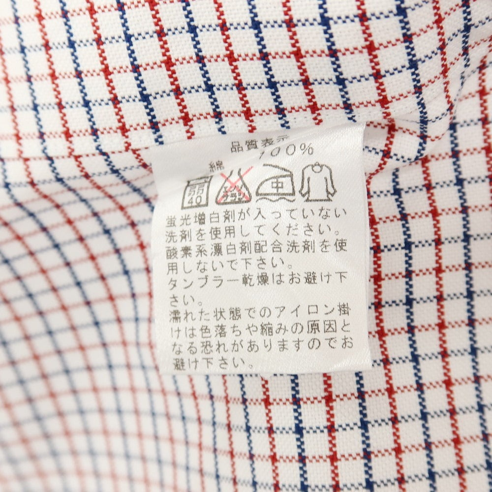 【中古】メイカーズシャツ カマクラ Makers Shirt 鎌倉 コットン チェック ボタンダウン ドレスシャツ ホワイトxレッド【サイズ37】【 状態ランクB 】【 メンズ 】