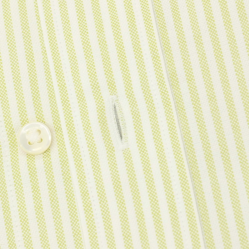 【中古】メイカーズシャツ カマクラ Makers Shirt 鎌倉 コットン ストライプ ボタンダウン ドレスシャツ ライトグリーンxホワイト【サイズ37】【 状態ランクB 】【 メンズ 】