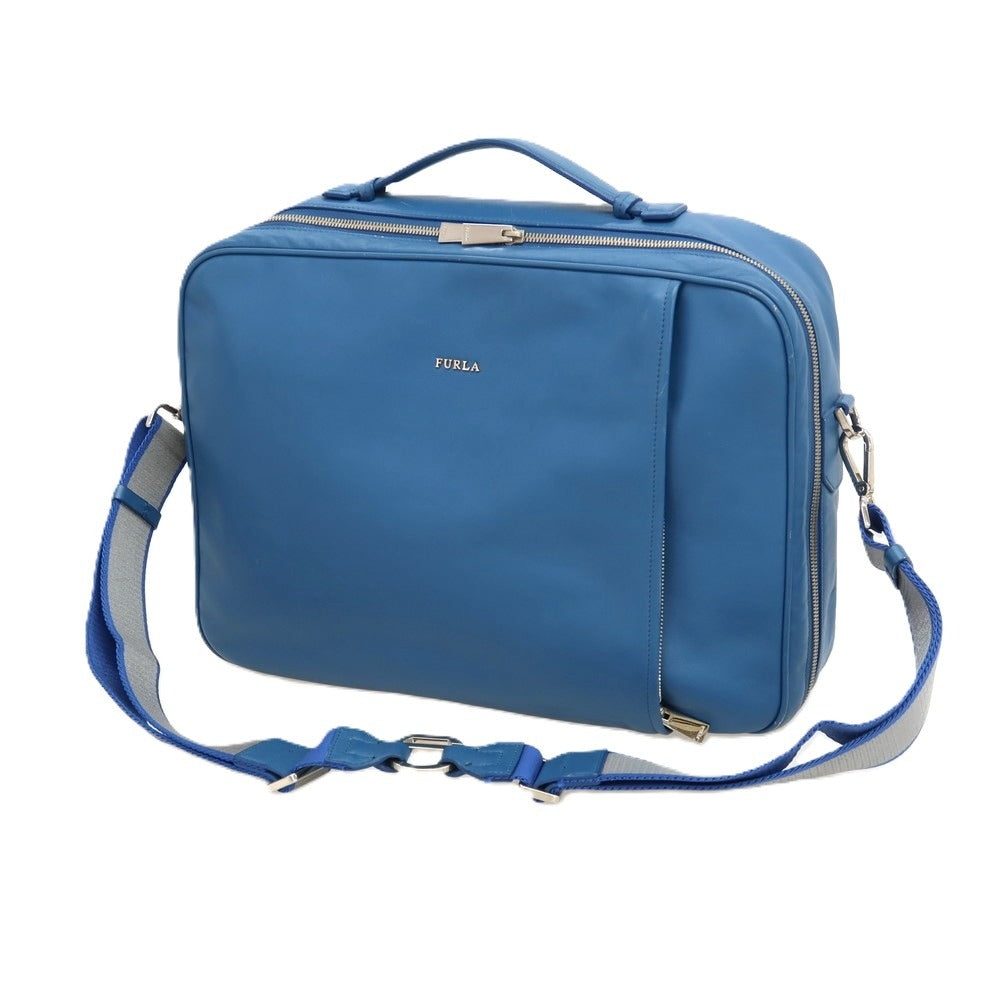 【中古】フルラ Furla 3way レザー ブリーフケース ブルー【 状態ランクC 】【 メンズ 】