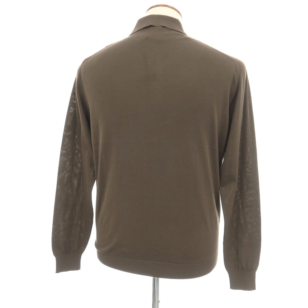 【新品アウトレット】ドルモア DRUMOHR ハイゲージ コットン 長袖 ポロニット ダークブラウン【サイズ48】【 状態ランクN- 】【 メンズ 】