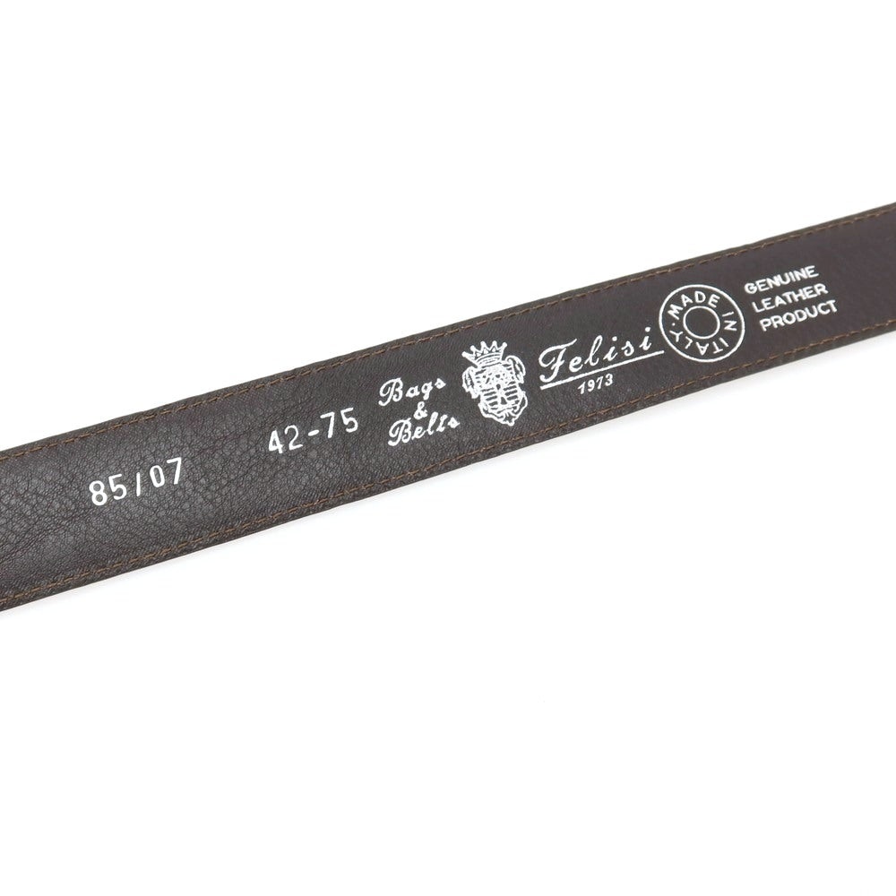 【新品】フェリージ Felisi 85/07 クロコダイル 型押しレザー ベルト ダークブラウンxシルバー【サイズ75】【 状態ランクN 】【 メンズ 】