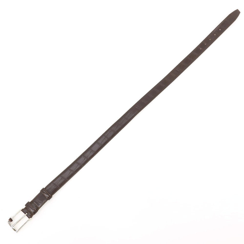 【新品】フェリージ Felisi 85/07 クロコダイル 型押しレザー ベルト ダークブラウンxシルバー【サイズ80】【 状態ランクN 】【 メンズ 】