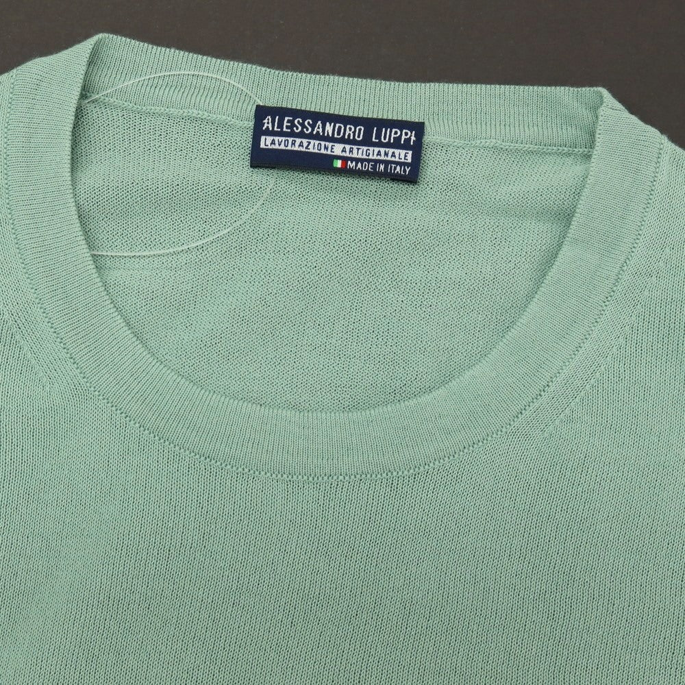 【中古】アレッサンドロルッピ Alessandro Luppi ハイゲージ コットン クルーネック 半袖 プルオーバーニット ミントグリーン【サイズ44】【 状態ランクA 】【 メンズ 】