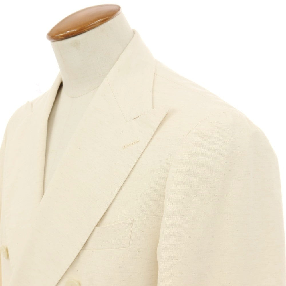 【中古】タリアトーレ TAGLIATORE コットンリネン 6B ダブルスーツ ナチュラル【サイズ48】【 状態ランクB 】【 メンズ 】