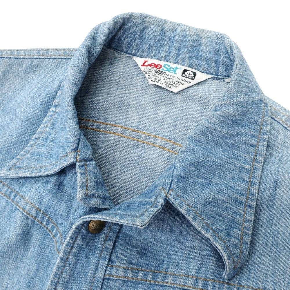 【中古】リー Lee 70’s コットン デニムジャケット LeeSet ライトブルー【サイズ表記不明(XS位)】【 状態ランクC 】【 メンズ 】
