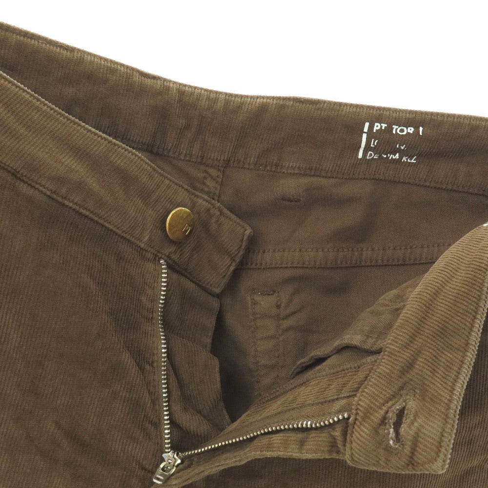 【中古】ピーティートリノ PT TORINO TOMORROWLAND別注 GRUNGE ストレッチ コットン 細畝 コーデュロイパンツ ブラウン【サイズ32】【 状態ランクB 】【 メンズ 】
