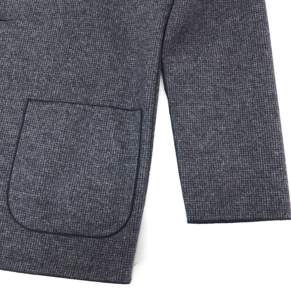 【中古】バーニーズニューヨーク BARNEYS NEWYORK ウールナイロンカシミヤ ハウンドトゥース調 1B ノーカラージャケット ネイビー【サイズL】【 状態ランクA 】【 メンズ 】