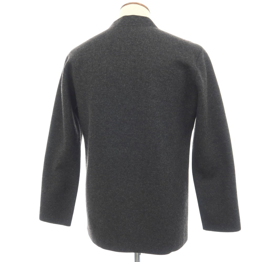 【中古】バーニーズニューヨーク BARNEYS NEWYORK ウールナイロンカシミヤ ヘリンボーン調 1B ノーカラージャケット チャコール【サイズM】【 状態ランクA 】【 メンズ 】