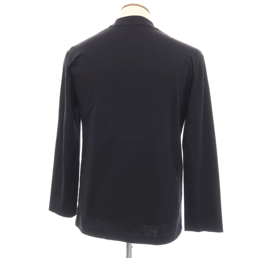 【中古】バーニーズニューヨーク BARNEYS NEWYORK コットン ジャージー 1B ノーカラージャケット ブラックネイビー系【サイズM】【 状態ランクB 】【 メンズ 】
