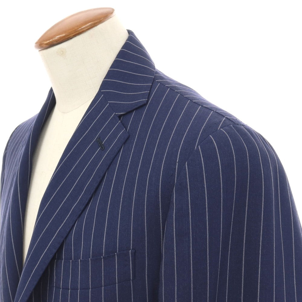 【中古】スティレ ラティーノ STILE LATINO ウール ストライプ 3つボタンスーツ ライトネイビーxホワイト【サイズ46 DROP,8R】【 状態ランクC 】【 メンズ 】