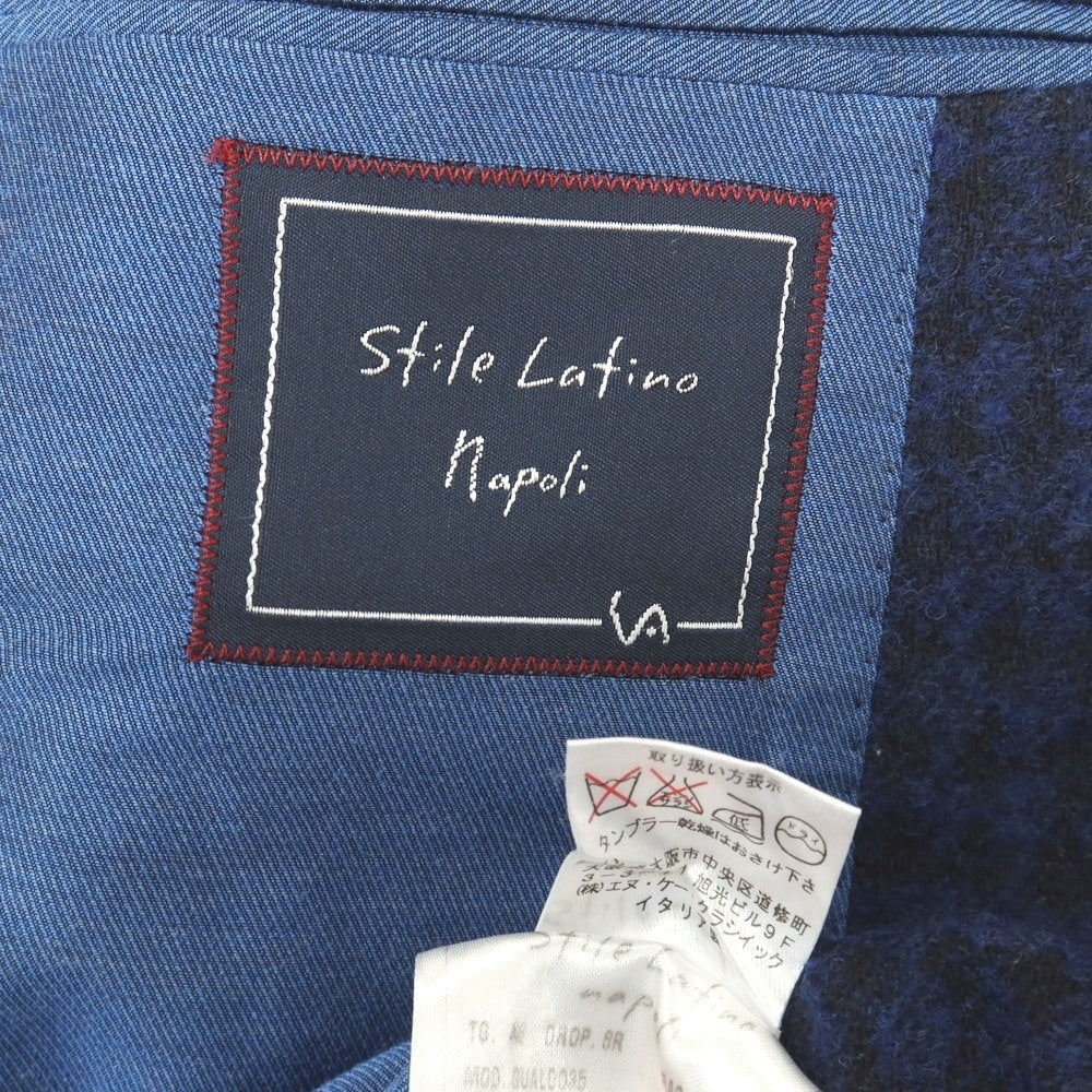 【中古】スティレ ラティーノ STILE LATINO ウールナイロン ハウンドトゥース 3B テーラードジャケット ネイビーxブラック【サイズ46】【 状態ランクC 】【 メンズ 】