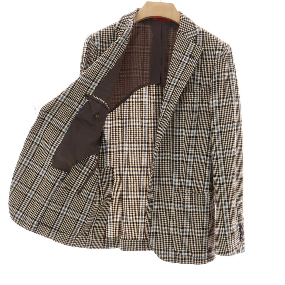 【中古】サルトリア ダルクオーレ Sartoria DAL CUORE ウール チェック 3B テーラードジャケット ベージュxブラウン【サイズ46】【 状態ランクC 】【 メンズ 】