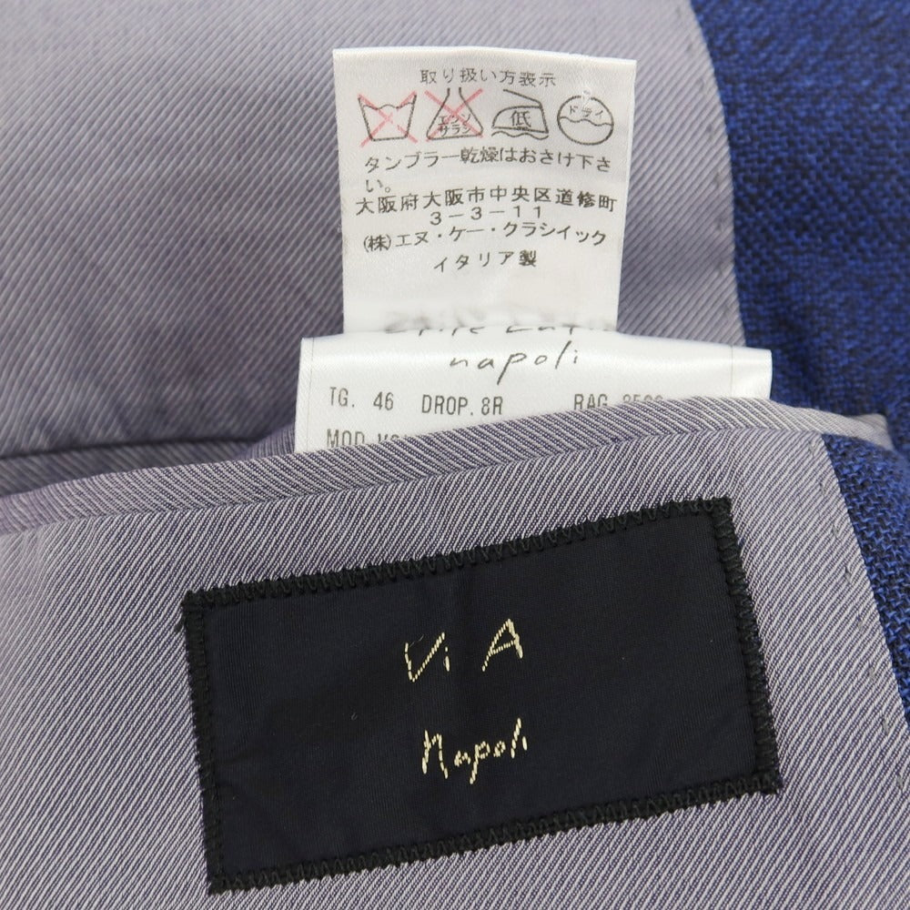 【中古】スティレ ラティーノ STILE LATINO コットンリネン 3B テーラードジャケット ダークブルー【サイズ46 DROP 8R】【 状態ランクD 】【 メンズ 】