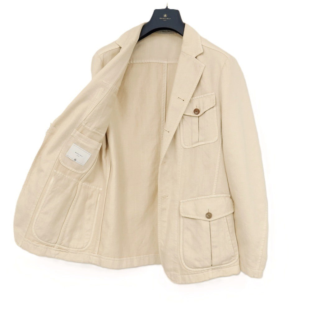 【中古】ボリオリ BOGLIOLI コットンリネン サファリジャケット ライトベージュ【サイズ50】【 状態ランクC 】【 メンズ 】