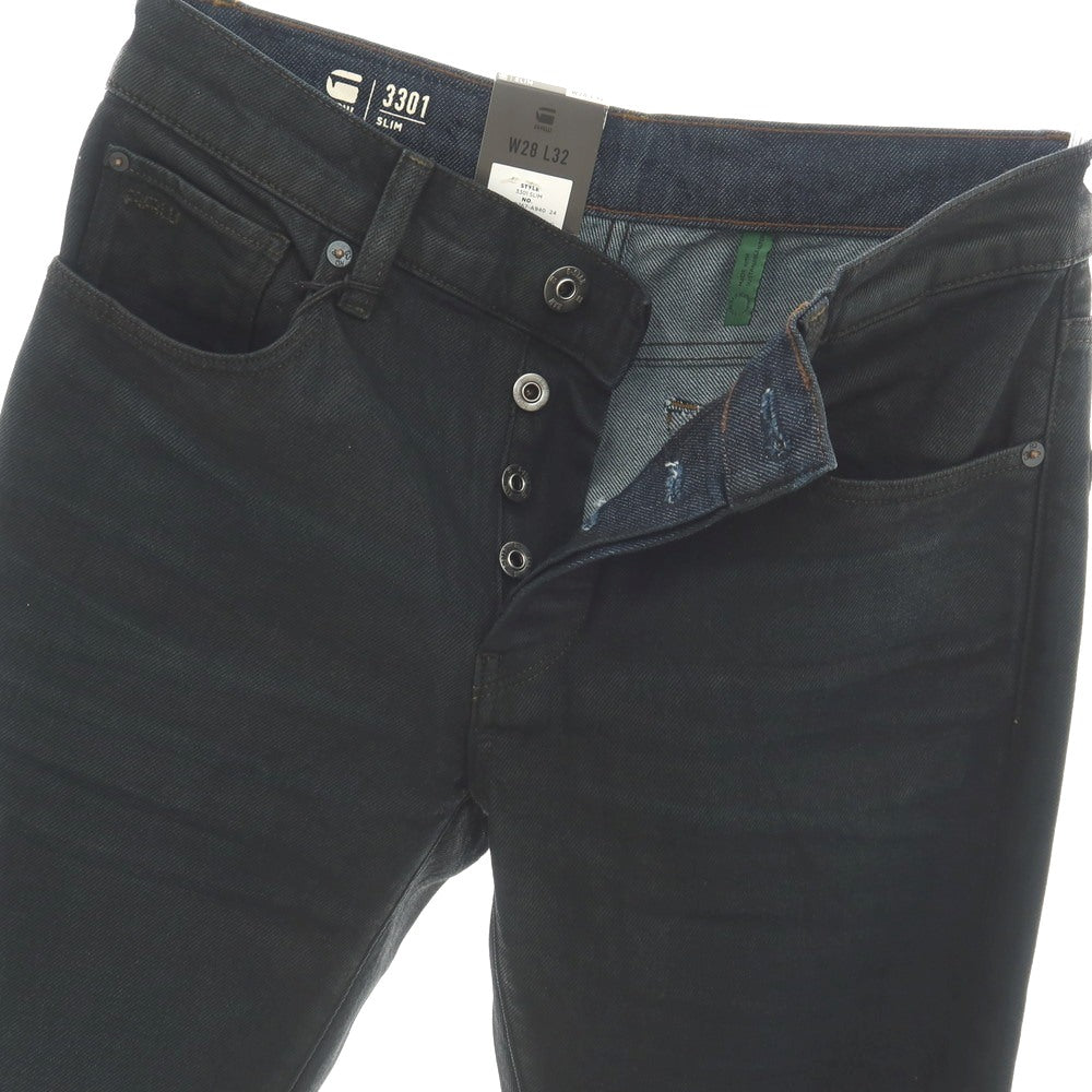 【新品】ジースターロウ G-STAR RAW 3301 SLIM コットンポリウレタン デニムパンツ ジーンズ ブラックネイビー【サイズ28/32】【 状態ランクN 】【 メンズ 】