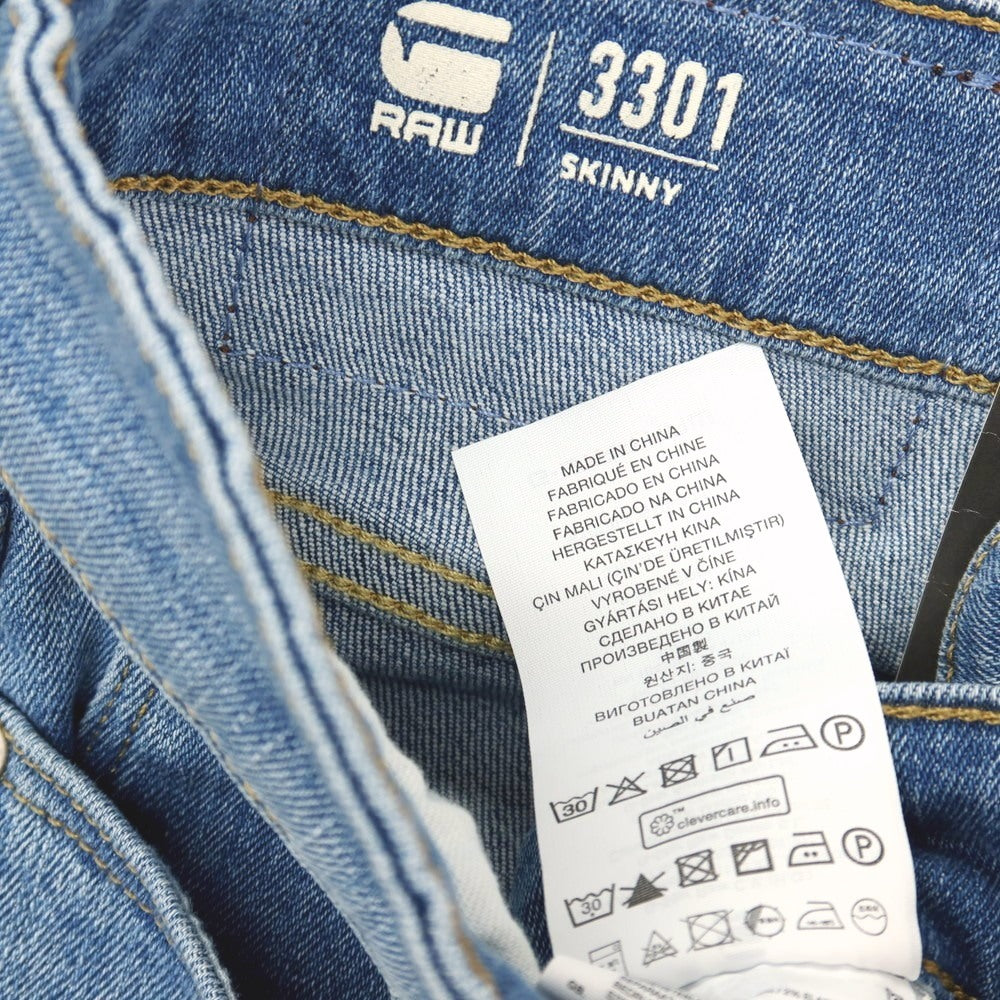 【新品】ジースターロウ G-STAR RAW 3301 SKINNY ストレッチ コットン デニムパンツ ジーンズ ライトブルー【サイズ30/32】【 状態ランクN 】【 メンズ 】