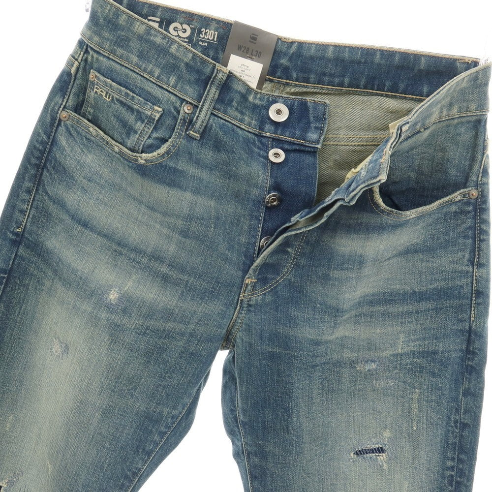【新品アウトレット】ジースターロウ G-STAR RAW ダメージ&リペア加工 コットンポリウレタン デニムパンツ ジーンズ ブルー【サイズ28/30】【 状態ランクN- 】【 メンズ 】