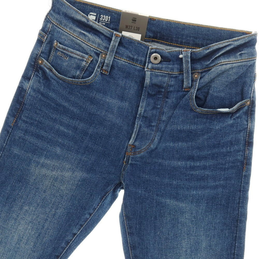【新品アウトレット】ジースターロウ G-STAR RAW 3301 SLIM ストレッチ コットン デニムパンツ ジーンズ ネイビーブルー【サイズ27/30】【 状態ランクN- 】【 メンズ 】