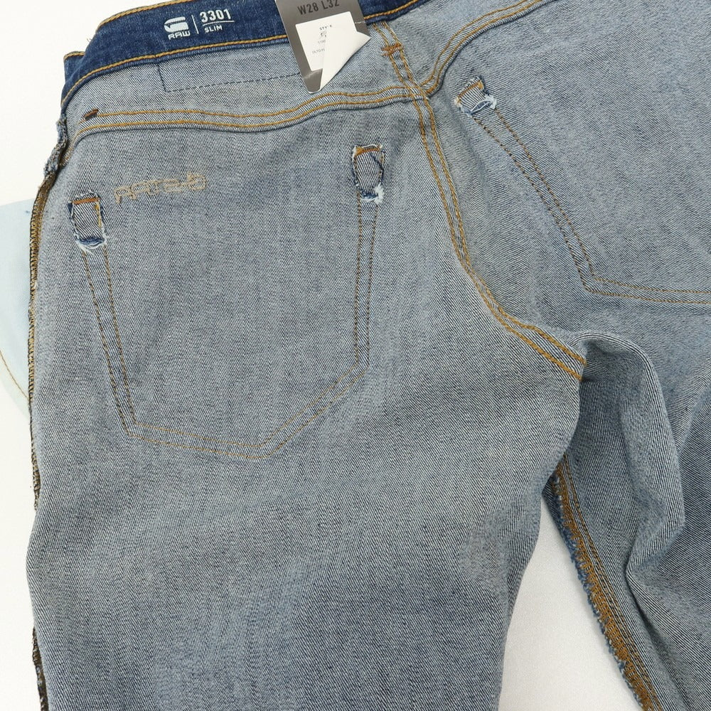 【新品アウトレット】ジースターロウ G-STAR RAW 3301 SLIM ストレッチ コットン デニムパンツ ジーンズ ネイビーブルー【サイズ28/32】【 状態ランクN- 】【 メンズ 】
