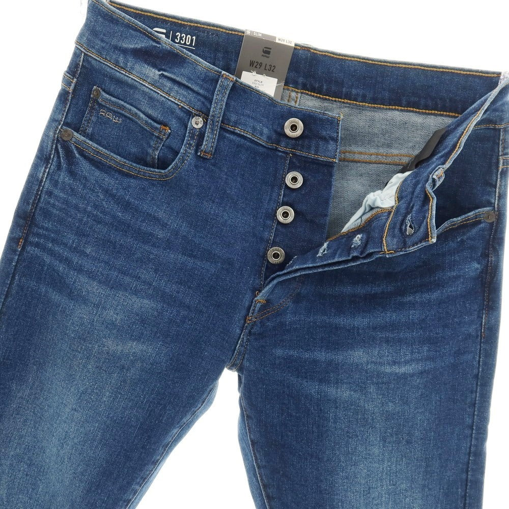 【新品アウトレット】ジースターロウ G-STAR RAW 3301 SLIM ストレッチ コットン デニムパンツ ジーンズ ネイビーブルー【サイズ29/32】【 状態ランクN- 】【 メンズ 】