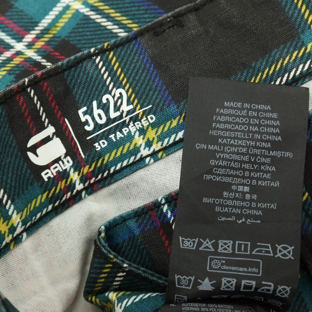 【新品】ジースターロウ G-STAR RAW 5622 3D TAPERED COJ カラーオーバーダイ チェック柄 クロップドパンツ グリーンxブラック【サイズ26/34】【 状態ランクN 】【 メンズ 】