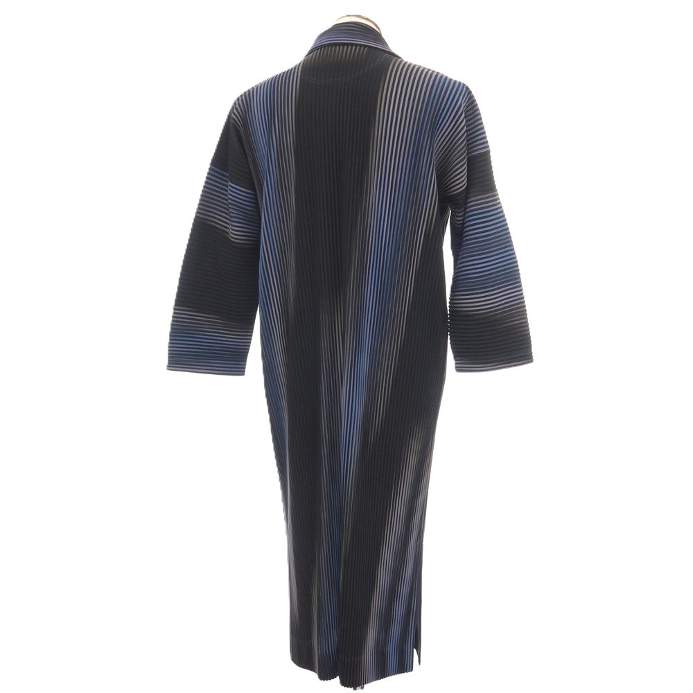 【中古】オム プリッセ イッセイミヤケ HOMME PLISSE ISSEY MIYAKE 2026年秋冬 プリーツ ロングシャツ ブラックxブルー【サイズ表記なし(L位)】【 状態ランクA 】【 メンズ 】