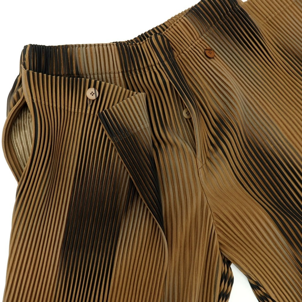 【中古】オム プリッセ イッセイミヤケ HOMME PLISSE ISSEY MIYAKE 2026年秋冬 プリーツ イージーパンツ ブラウンxブラック【サイズ表記なし(L位)】【 状態ランクA 】【 メンズ 】
