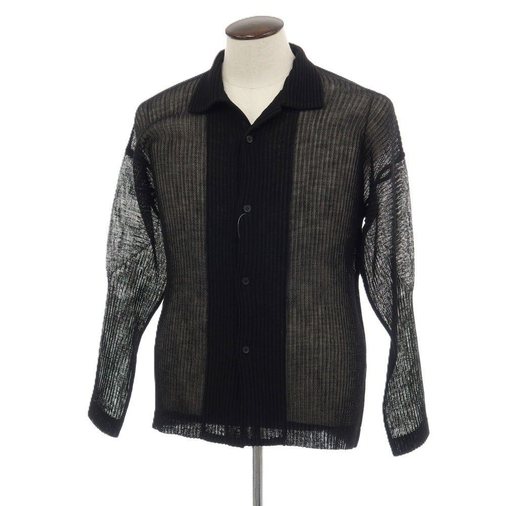 【中古】オム プリッセ イッセイミヤケ HOMME PLISSE ISSEY MIYAKE 2026年秋冬 メッシュ プリーツ オープンカラー カジュアルシャツ ブラック【サイズ表記なし(L位)】【 状態ランクA 】【 メンズ 】