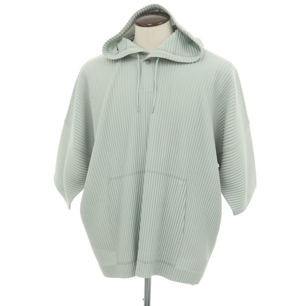 【中古】オム プリッセ イッセイミヤケ HOMME PLISSE ISSEY MIYAKE 2026年春夏 プリーツ 半袖 プルオーバー パーカー アイスグリーン【サイズ表記なし(L位)】【 状態ランクA 】【 メンズ 】