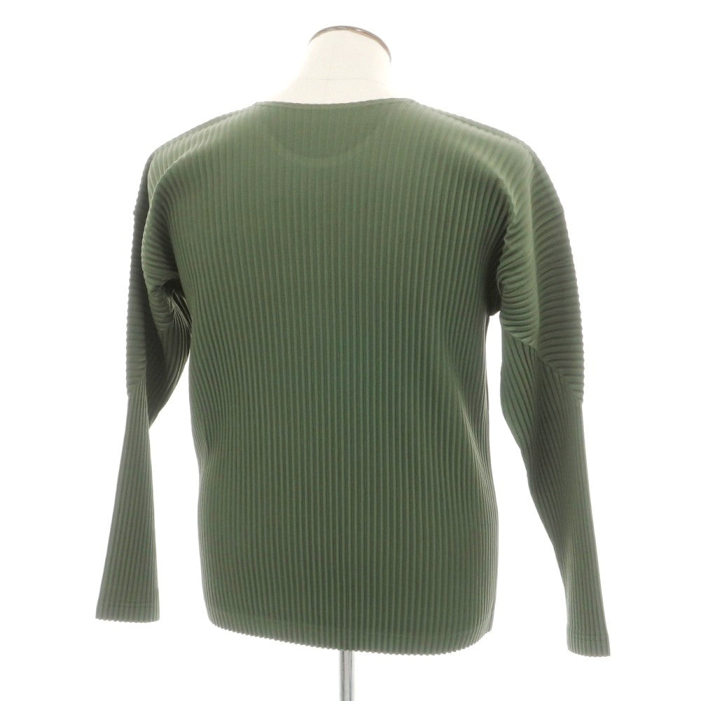 【中古】オム プリッセ イッセイミヤケ HOMME PLISSE ISSEY MIYAKE 2026年春夏 プリーツ クルーネック 長袖 カットソー モスグリーン【サイズ表記なし(L位)】【 状態ランクA 】【 メンズ 】
