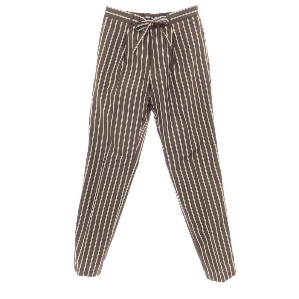 【中古】ブリッラ ペル イル グスト Brilla per il gusto コットン ストライプ イージー カジュアルスラックスパンツ ブラウンxホワイト【サイズ44】【 状態ランクB 】【 メンズ 】