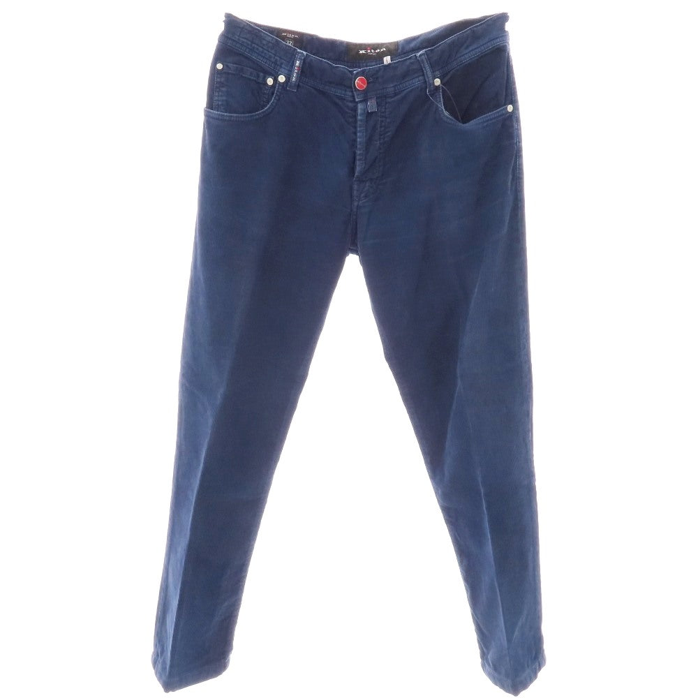 【中古】キートン Kiton ストレッチ コットン 細畝 コーデュロイパンツ ネイビー【サイズ32】【 状態ランクC 】【 メンズ 】