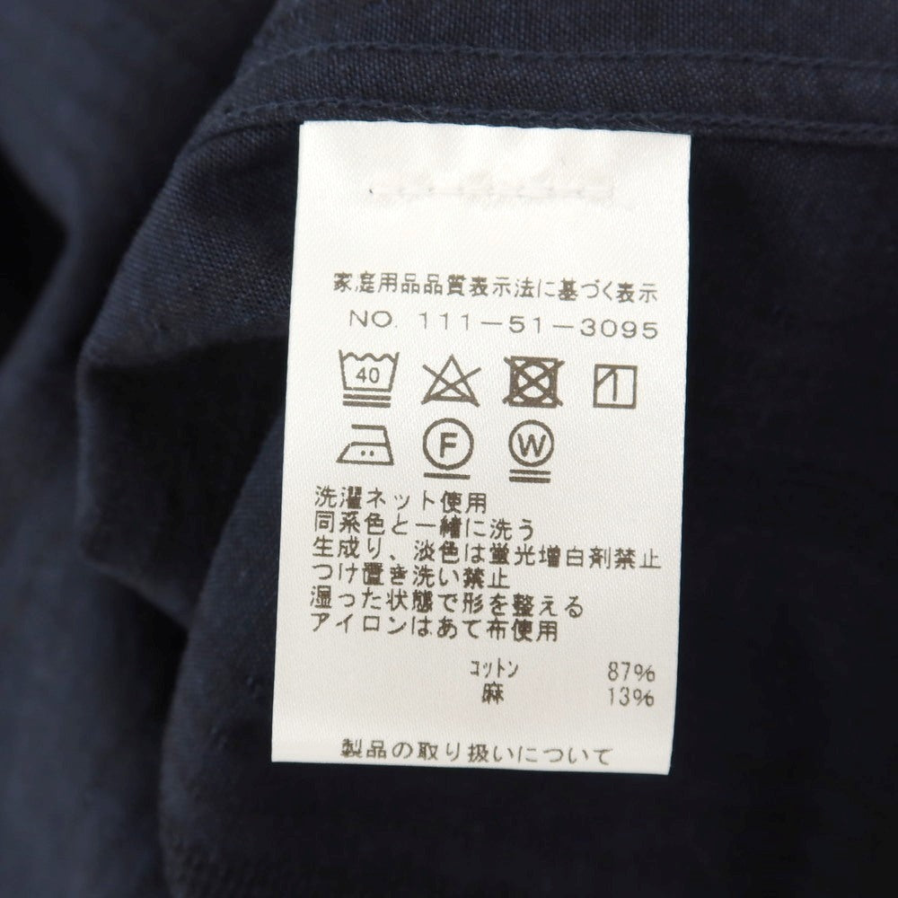 【中古】【未使用】ギットマンブラザーズフォーシップス GITMAN BROS. for SHIPS コットンリネン ストライプ オープンカラー 半袖シャツ ネイビー【サイズM】【 状態ランクS 】【 メンズ 】