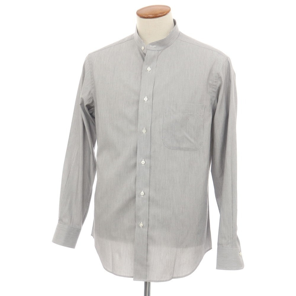【中古】メイカーズシャツ カマクラ Makers Shirt 鎌倉 ストライプ バンドカラー カジュアルシャツ ブラックxホワイト【サイズ表記なし(M位)】【 状態ランクB 】【 メンズ 】