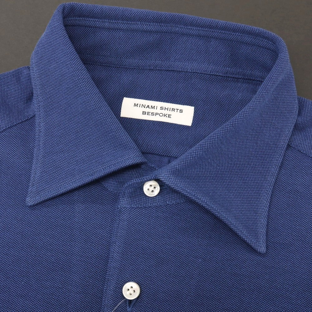 【中古】ミナミ シャツ MINAMI SHIRTS BESPOKE(フルオーダー) コットン 鹿の子 長袖ポロシャツ ダークブルー【サイズ表記なし(M位)】【 状態ランクB 】【 メンズ 】