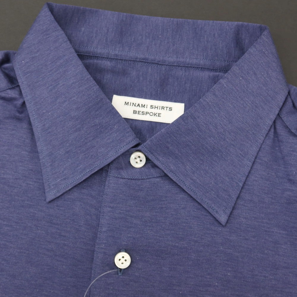 【中古】ミナミ シャツ MINAMI SHIRTS BESPOKE(フルオーダー) コットン 半袖ポロシャツ パープルブルー【サイズ表記なし(M位)】【 状態ランクA 】【 メンズ 】