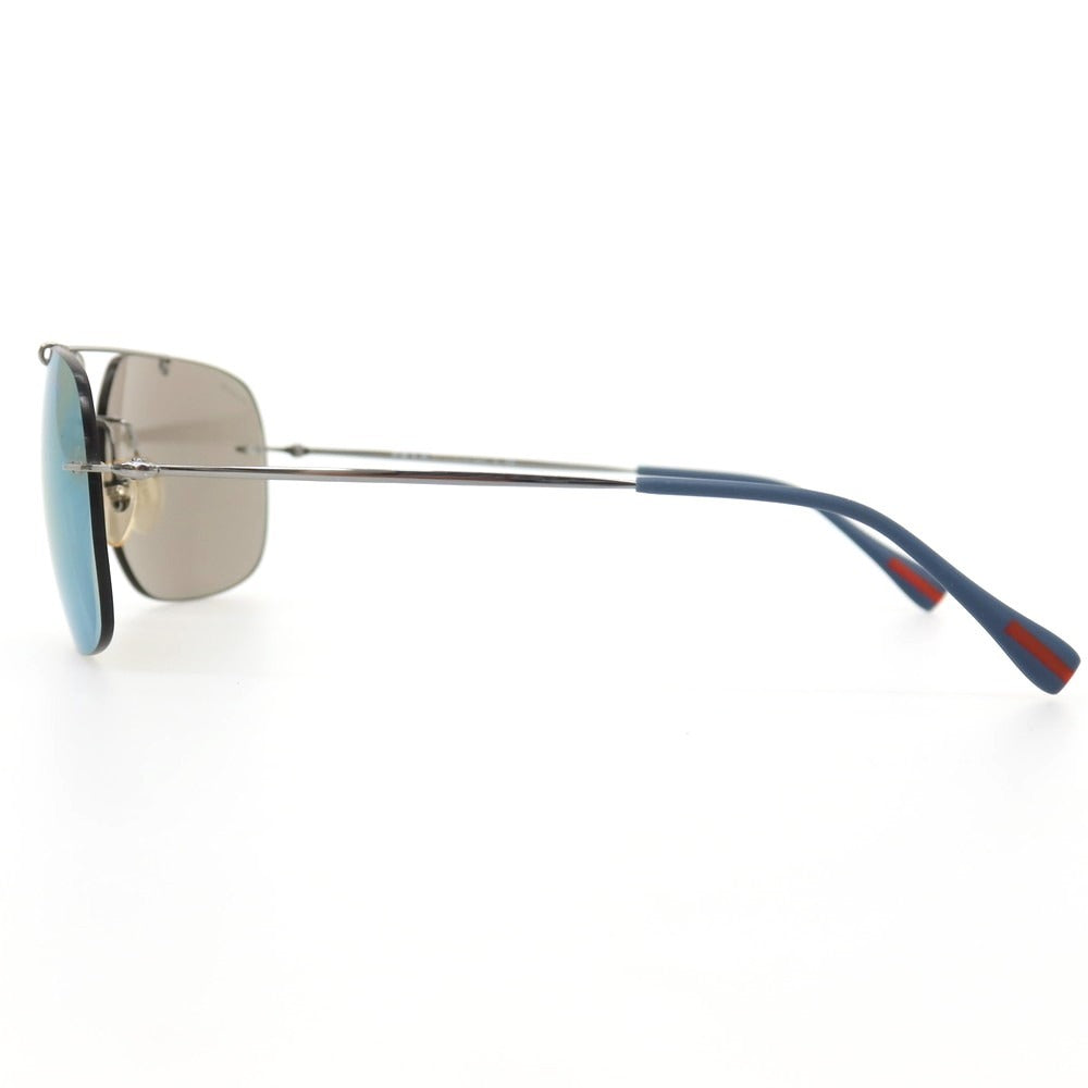 【中古】プラダスポーツ PRADA SPORTS リムレス ミラーレンズ サングラス シルバーxブルー【サイズ63□14_140】【 状態ランクB 】【 メンズ 】