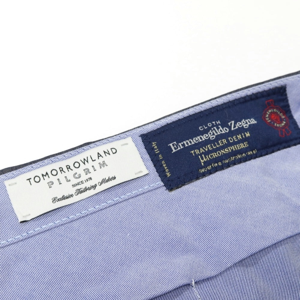 【中古】トゥモローランド TOMORROWLAND PILGRIM ウール ヘリンボーン ドレススラックスパンツ ネイビー【サイズ50】【 状態ランクC 】【 メンズ 】