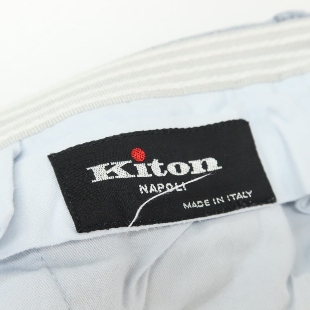 【中古】キートン Kiton リネン ヘリンボーン カジュアルスラックスパンツ ライトブルー【サイズ46】【 状態ランクC 】【 メンズ 】